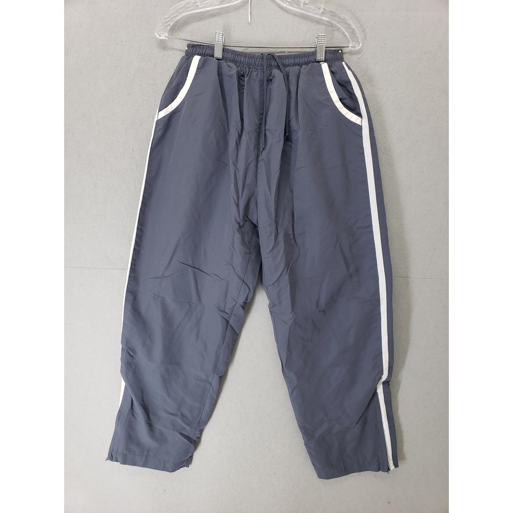 East West Pants Mens Large Gray Track Athletic‎ Lined Running Zip Leg Pockets